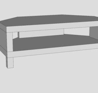 缺少角的白色电视柜SU模型下载_sketchup草图大师SKP模型