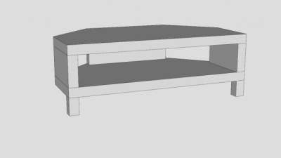 缺少角的白色电视柜SU模型下载_sketchup草图大师SKP模型