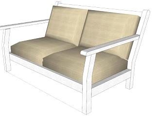 现代沙发查尔斯顿双人沙发SU模型下载_sketchup草图大师SKP模型