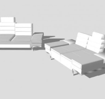 白色双人沙发扫描设计SU模型下载_sketchup草图大师SKP模型