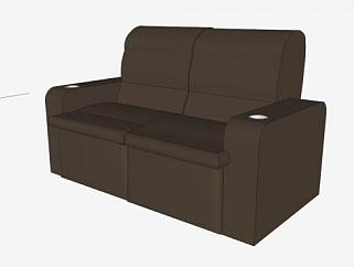 棕色现代双人沙发SU模型下载_sketchup草图大师SKP模型