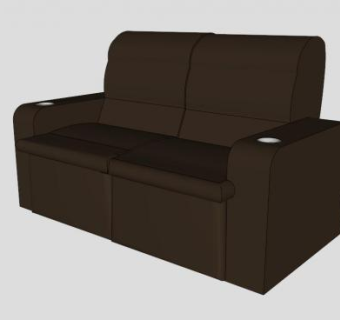 棕色现代双人沙发SU模型下载_sketchup草图大师SKP模型