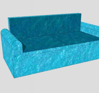 水椅蓝色双人沙发SU模型下载_sketchup草图大师SKP模型