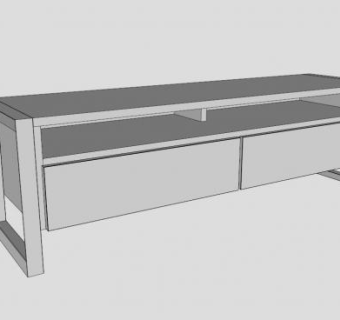 白色现代电视柜SU模型下载_sketchup草图大师SKP模型