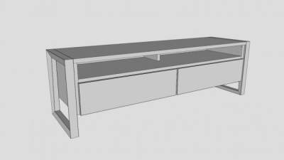 白色现代电视柜SU模型下载_sketchup草图大师SKP模型