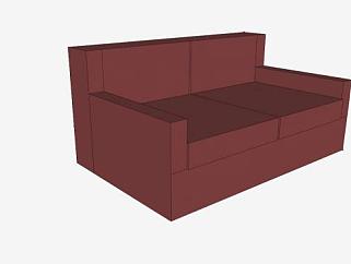 栗色现代沙发双人小沙发SU模型下载_sketchup草图大师SKP模型