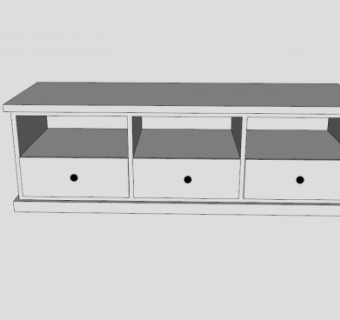 白色地柜式电视柜SU模型下载_sketchup草图大师SKP模型