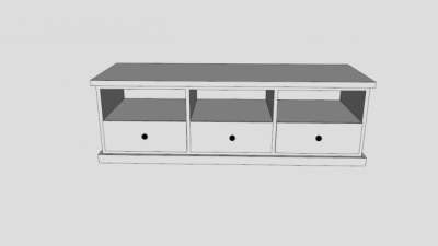 白色地柜式电视柜SU模型下载_sketchup草图大师SKP模型