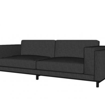 灰色现代沙发卡纳普双人沙发SU模型下载_sketchup草图大师SKP模型