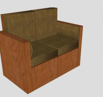 实木沙发坐垫双人沙发SU模型下载_sketchup草图大师SKP模型