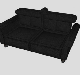 美式沙发黑色经典双人沙发SU模型下载_sketchup草图大师SKP模型