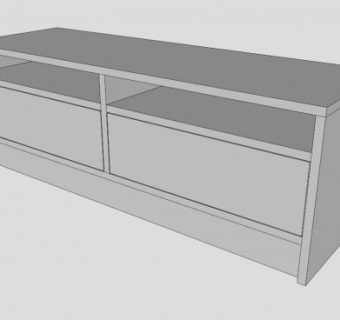 白色带抽屉的电视柜SU模型下载_sketchup草图大师SKP模型