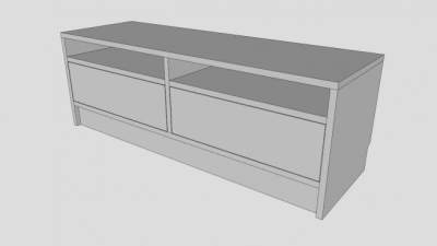 白色带抽屉的电视柜SU模型下载_sketchup草图大师SKP模型