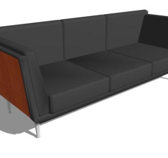 灰色沙发座椅赫尔曼米勒戈茨三人沙发SU模型下载_sketchup草图大师SKP模型