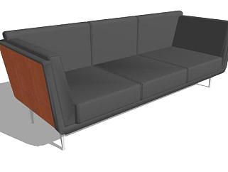 灰色沙发座椅赫尔曼米勒戈茨三人沙发SU模型下载_sketchup草图大师SKP模型