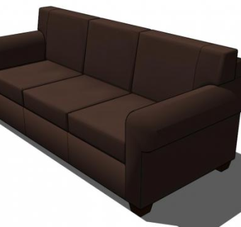 宜家风三人沙发棕色沙发SU模型下载_sketchup草图大师SKP模型