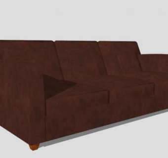 真皮沙发红色三人沙发SU模型下载_sketchup草图大师SKP模型