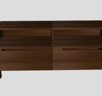 宜家胡桃木电视柜SU模型下载_sketchup草图大师SKP模型