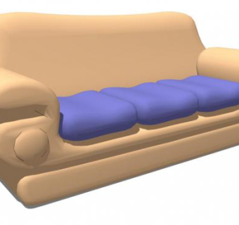 金色沙发欧式三人座椅SU模型下载_sketchup草图大师SKP模型