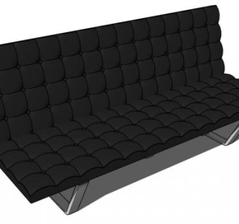 簇绒沙发黑色三人沙发SU模型下载_sketchup草图大师SKP模型