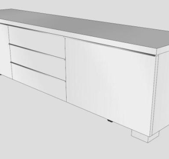 白色简约电视柜SU模型下载_sketchup草图大师SKP模型