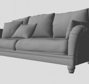 欧式沙发白色三人座椅SU模型下载_sketchup草图大师SKP模型