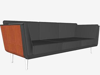 家具黑色三人沙发座椅Goetz沙发SU模型下载_sketchup...