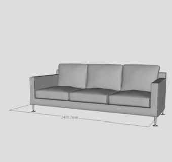 哈利座椅灰色三人沙发SU模型下载_sketchup草图大师SKP模型