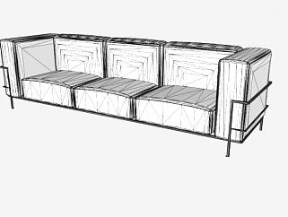现代沙发经典三人座椅沙发SU模型下载_sketchup草图...