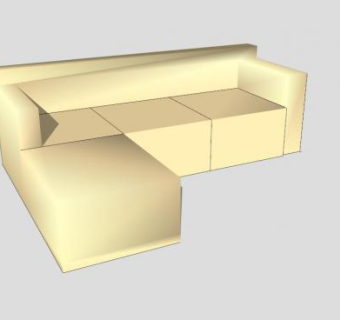 休闲沙发米黄色三人沙发SU模型下载_sketchup草图大师SKP模型