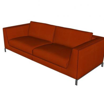 意大利酒红三人沙发SU模型下载_sketchup草图大师SKP模型