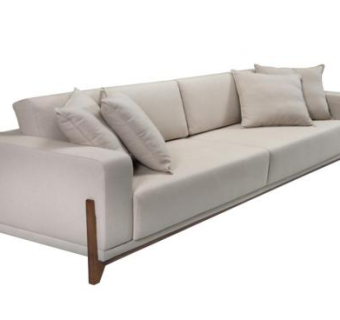 布艺沙发白色三人沙发2.47m艺术座椅SU模型下载_sketchup草图大师SKP模型