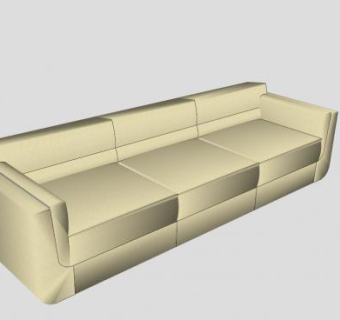 纳图兹沙发米黄色三人沙发SU模型下载_sketchup草图大师SKP模型