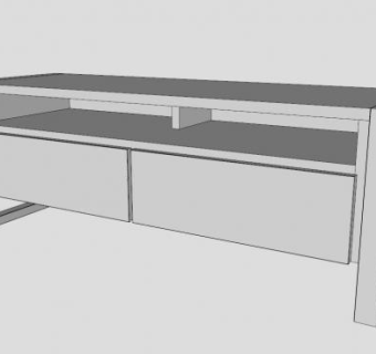 可移动的白色电视柜SU模型下载_sketchup草图大师SKP模型