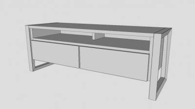 可移动的白色电视柜SU模型下载_sketchup草图大师SKP模型