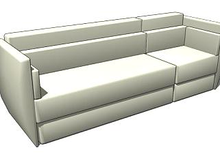 现代沙发白色三人沙发睡椅SU模型下载_sketchup草图...