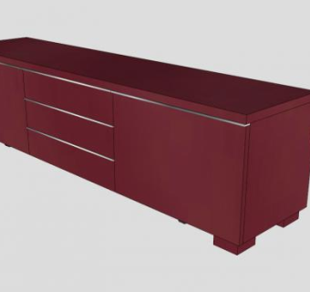红色简约风格电视柜SU模型下载_sketchup草图大师SKP模型