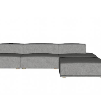 休闲沙发灰色低背三人沙发SU模型下载_sketchup草图大师SKP模型