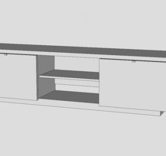简约白色电视柜SU模型下载_sketchup草图大师SKP模型