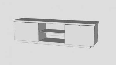 简约白色电视柜SU模型下载_sketchup草图大师SKP模型