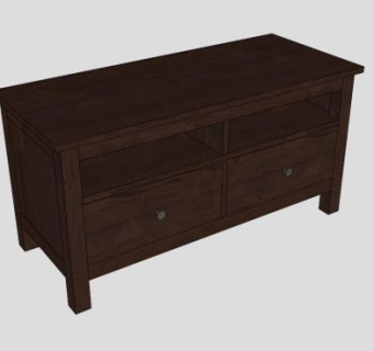 黑褐色复古电视柜SU模型下载_sketchup草图大师SKP模型