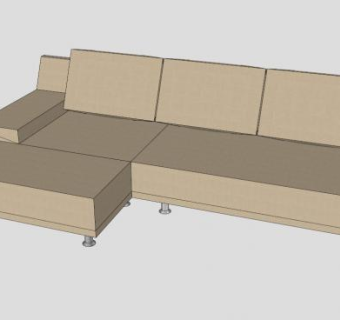 现代沙发米色柔软三人沙发SU模型下载_sketchup草图大师SKP模型