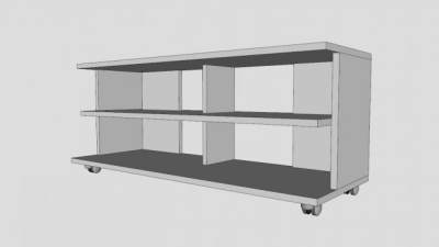 宜家白色板架式电视柜SU模型下载_sketchup草图大师SKP模型