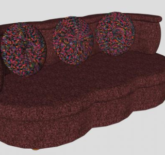 “珊瑚”沙发三人座椅带枕头SU模型下载_sketchup草图大师SKP模型