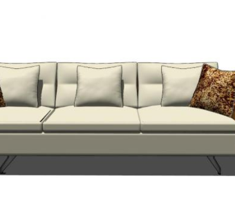 现代沙发米色三人座椅大托里诺沙发SU模型下载_sketchup草图大师SKP模型