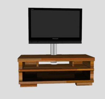 带有平板电视的电视柜SU模型下载_sketchup草图大师SKP模型