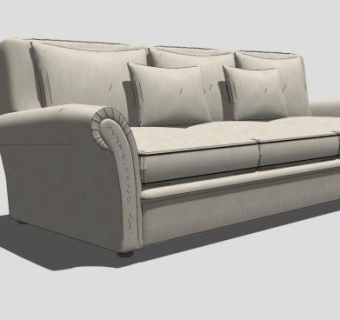 经典三人沙发三座椅沙发SU模型下载_sketchup草图大师SKP模型