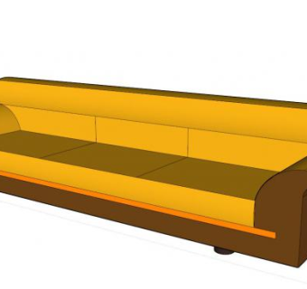豪华沙发金色三人沙发SU模型下载_sketchup草图大师SKP模型