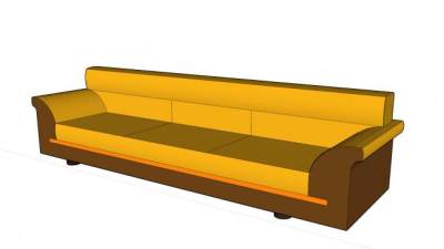 豪华沙发金色三人沙发SU模型下载_sketchup草图大师SKP模型