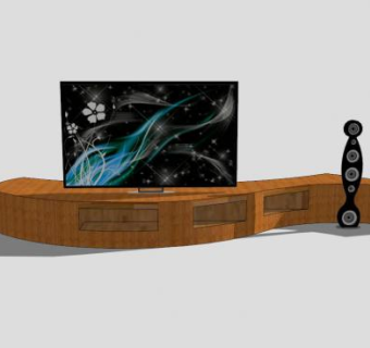 棕色创意电视柜SU模型下载_sketchup草图大师SKP模型